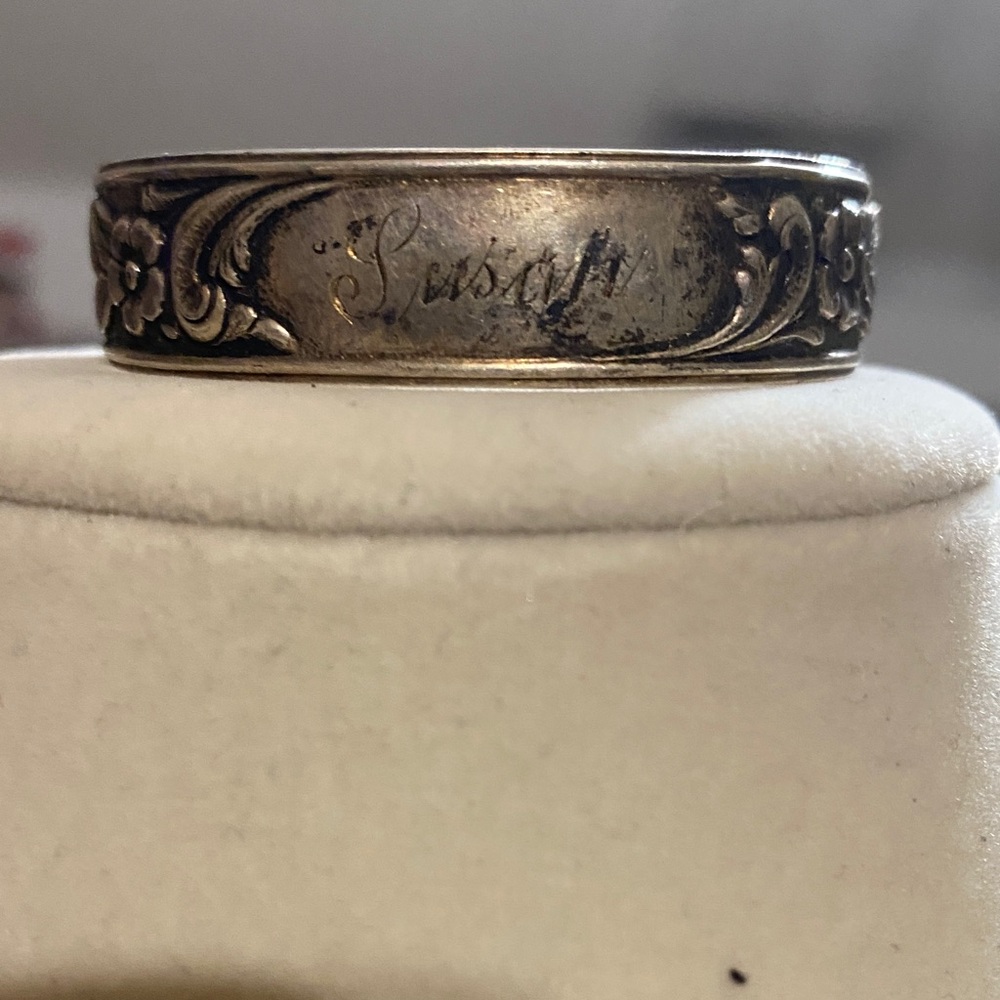 Engraved Silver Floral Bracelet